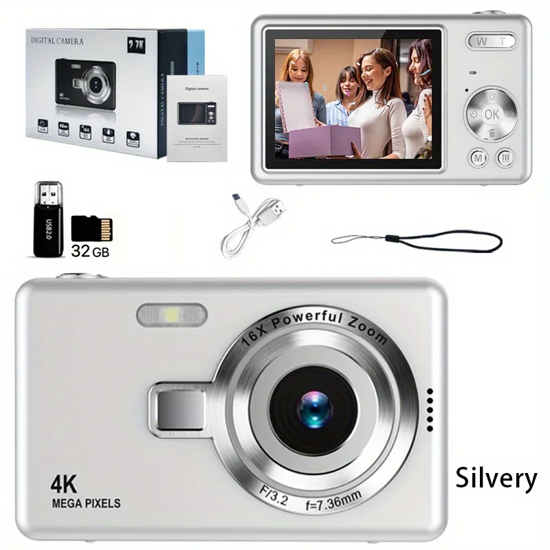 

Digital Camera Fhd 1080p Camera Point And Shoot Digital Camera 32gb Sd Card 16x Zoom Lanyard Compact Small Camera Surprise Gift