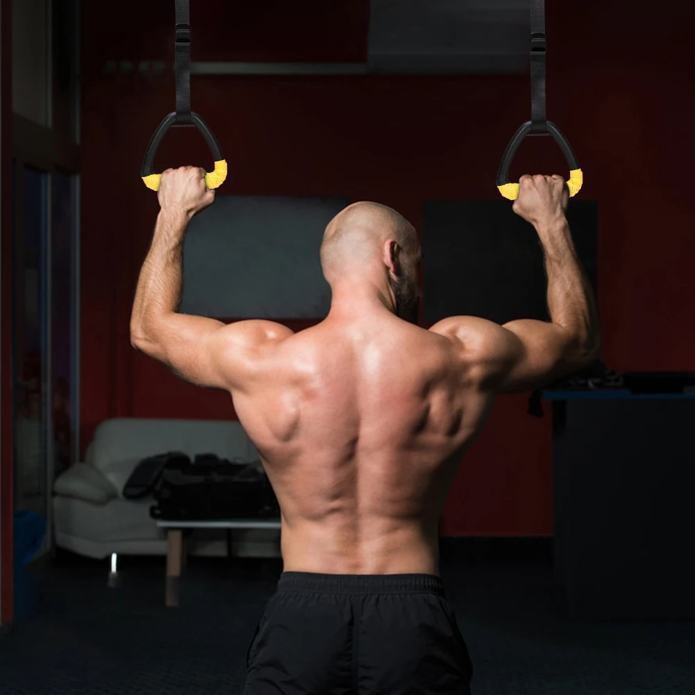 

Гимнастические кольца с регулируемыми ремнями, ручками для подтягиваний, нескользящие фитнес-кольца для детей и взрослых, для домашних тренировок, силовых упражнений