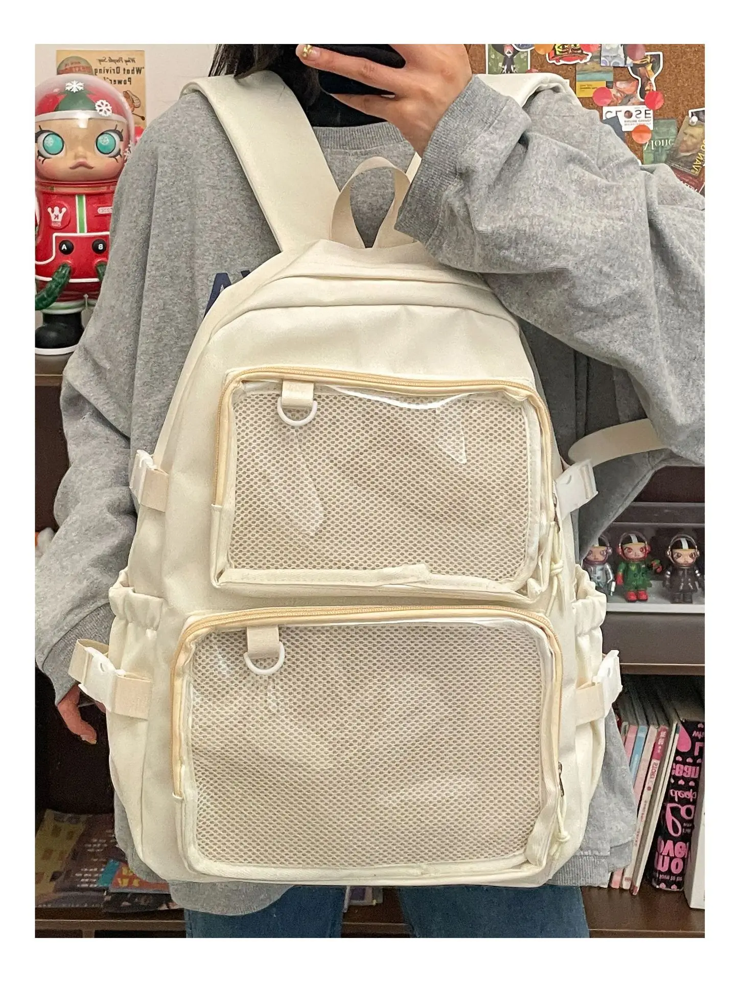 Badge Pain Bag Jk Comic Con Two-Shoulder Bag Kawaii Backpacks Japanese Pocket Backpack Teen Girls Student Schoolbag