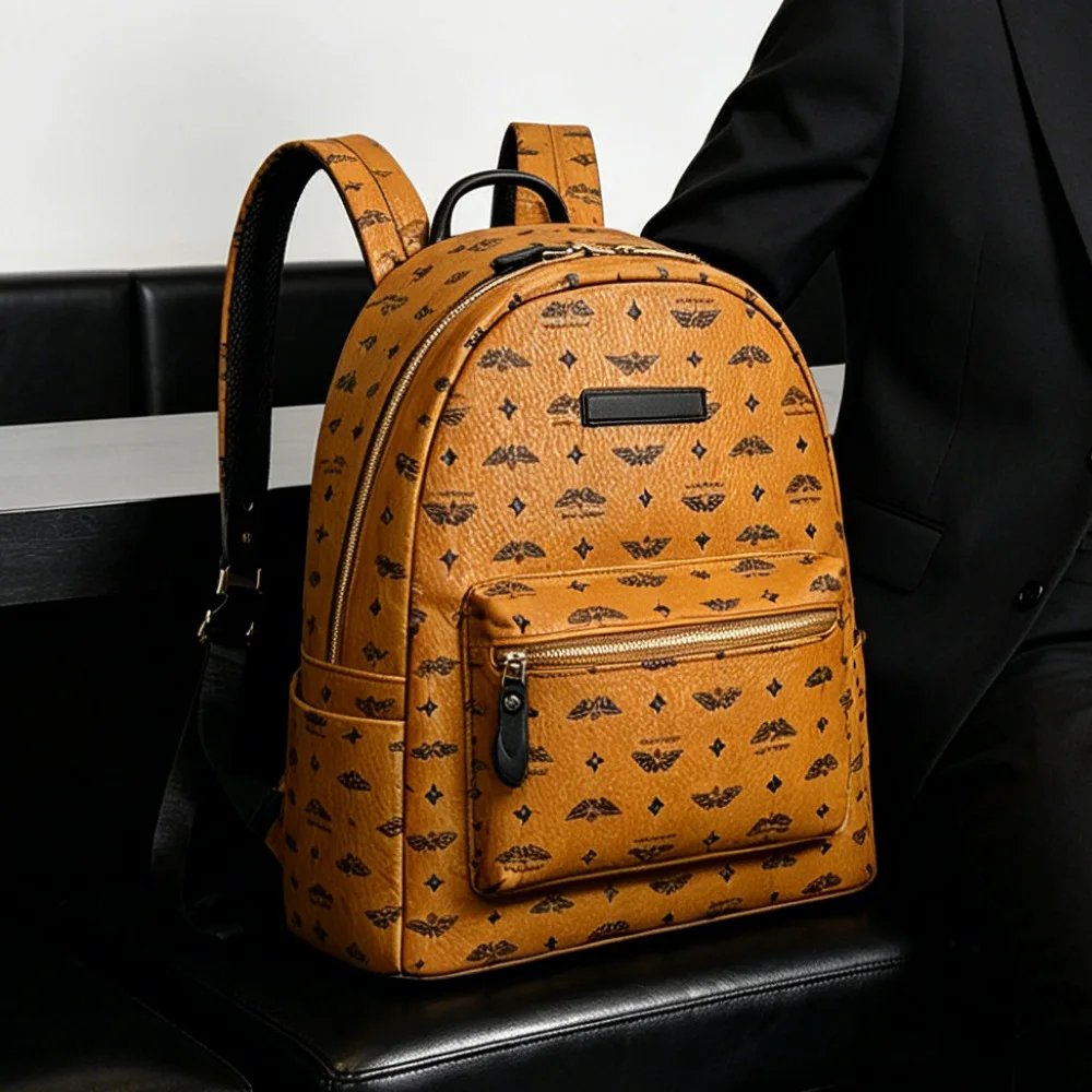 Luxuriöse Design-Rucksäcke für Herren, große Reisetaschen, Business-Laptop-Rucksäcke, modische Rucksäcke mit Printmuster, Leder-Rucksäcke, Unisex. – Detail 7