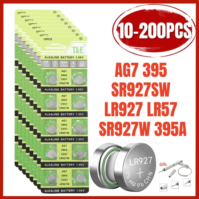 10-200PCS AG7 LR927 SR927SW 395 Button Cell Battery LR57 SR927W 399 395A  Alkaline Batteries for Watches Toys Remote Control