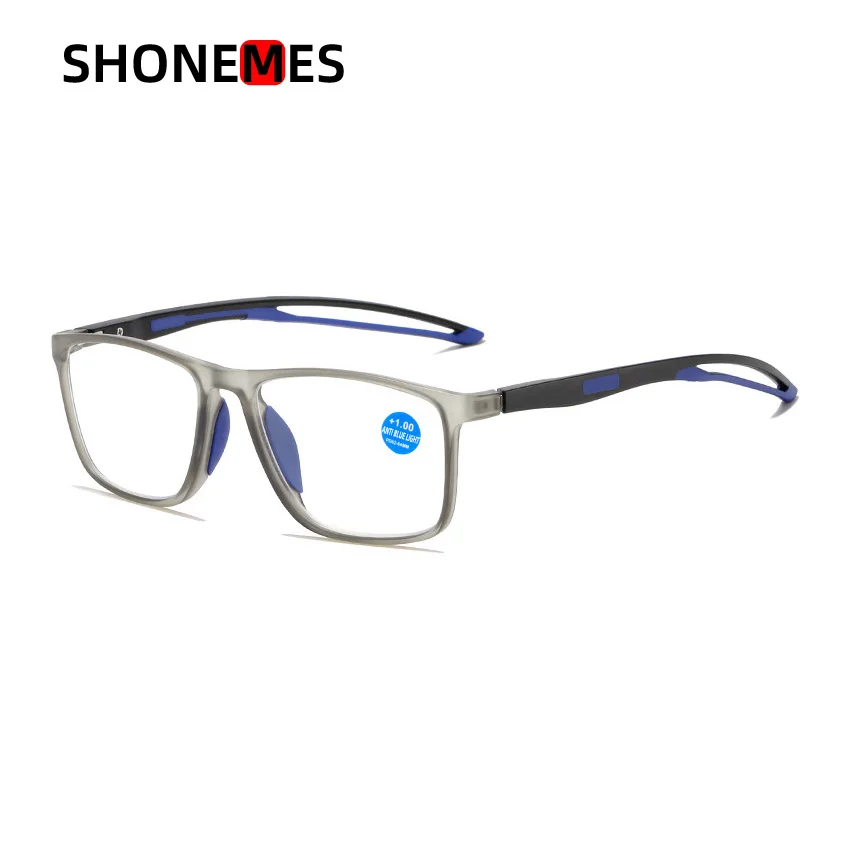 Shonemes Square Reading Glasses TR90 Anti Blue Light Eyeglasses Sports Men Presbyopic Eyewear Diopters +100 150 200 300 350 400