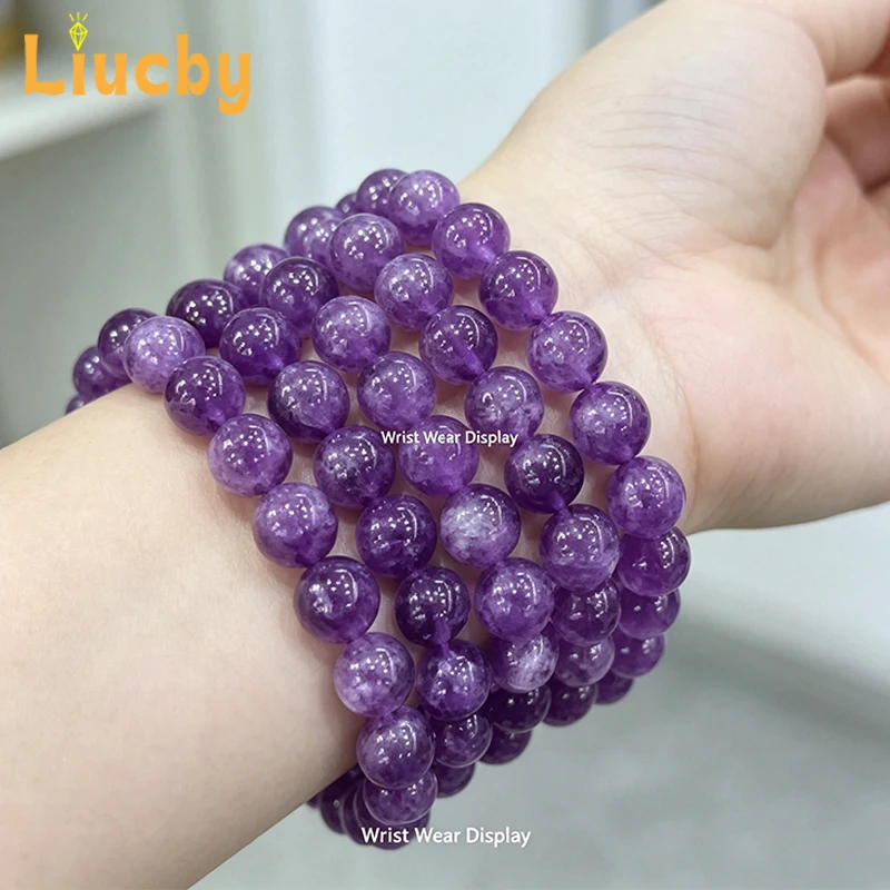 Natürliche lila Amethyst runde lose Perlen Kristallstein-Abstandsperlen für DIY Armband Halskette Ohrring handgemachter Schmuckzubehör – Detail 2