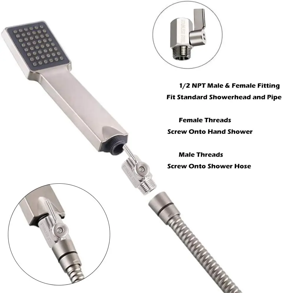 صمام كروي من الفولاذ المقاوم للصدأ بمقبض من الفولاذ المقاوم للصدأ 304 صمام كروي من الفولاذ المقاوم للصدأ (1/2 بوصة. أنثى × ذكر) NPT مترابطة #4