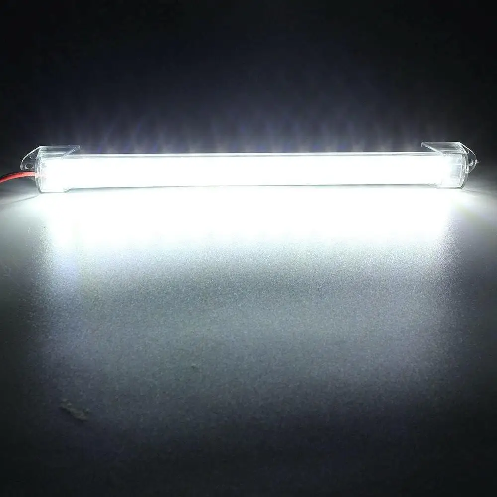 15LEDs Interior Light 12V Car Light Strip Bar RV Reading Lamp White Day Lamp PC Transparent Cover RV Accessories Universal