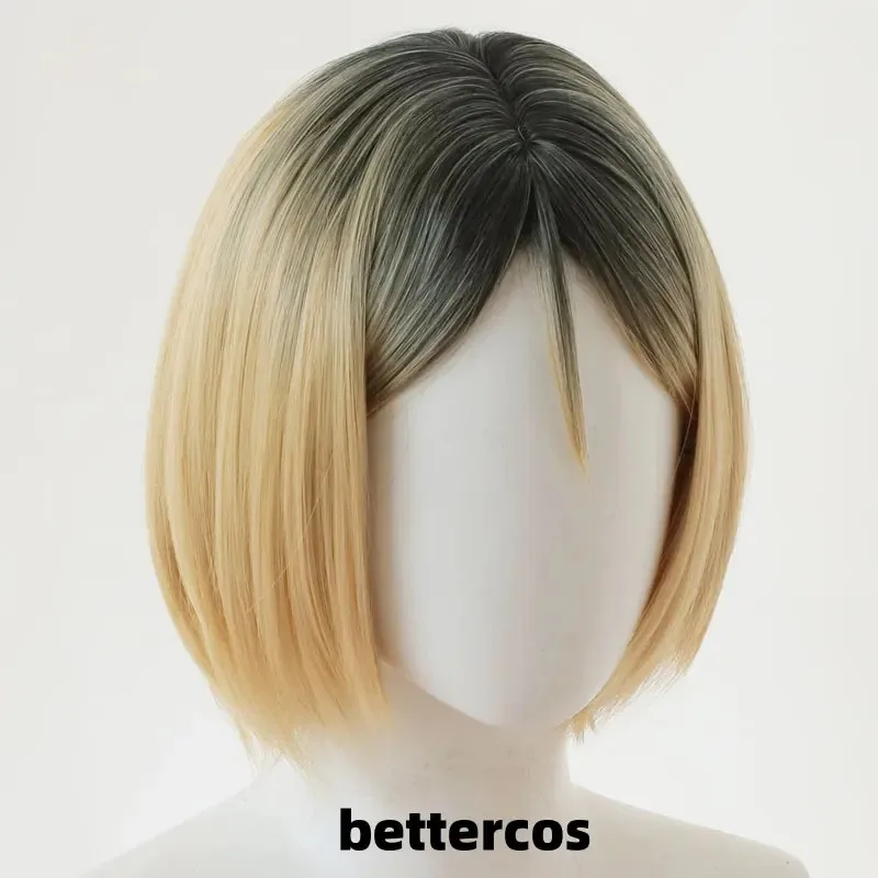 ¡Nuevo! Peluca de Cosplay sintética Kozume Kenma, peluca corta de Anime de 30cm con gradiente de teñido, pelucas sintéticas resistentes al calor para Halloween + gorro de peluca