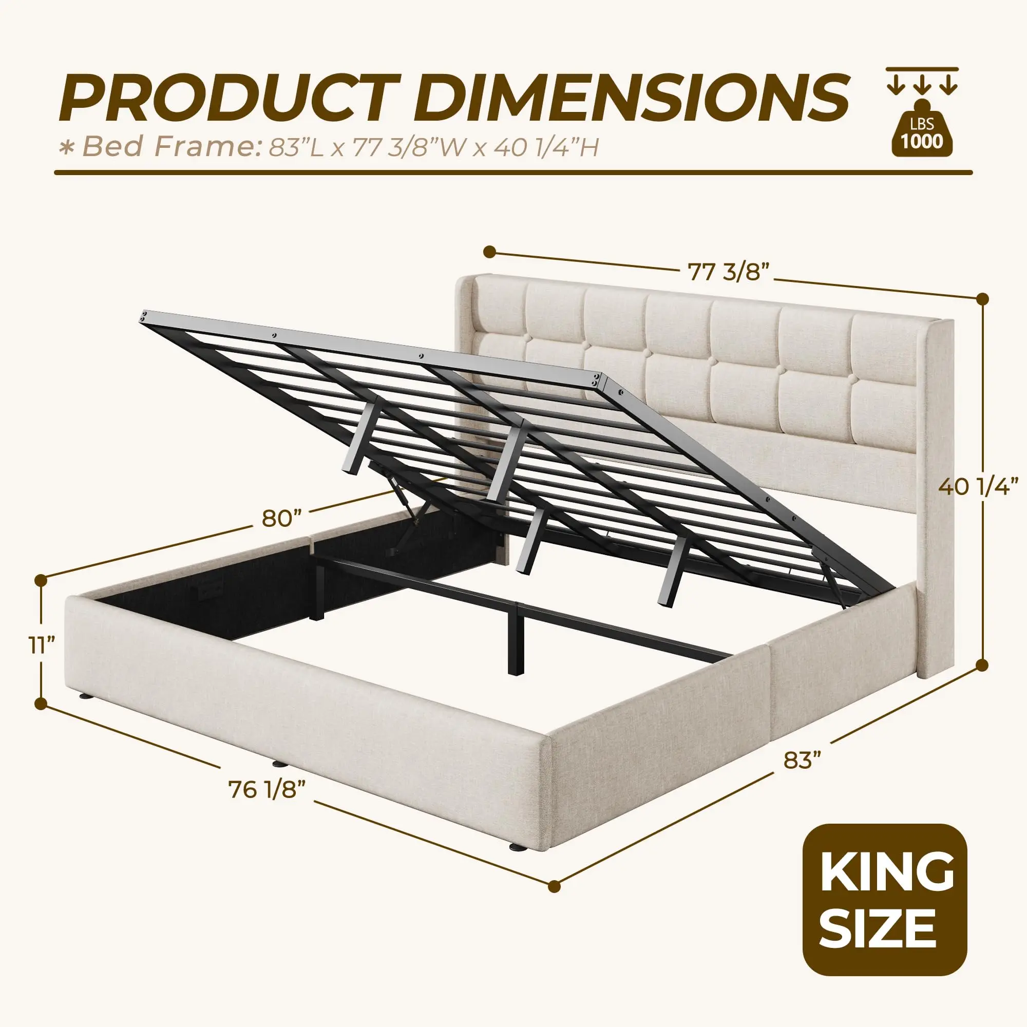 HIT Kingsize-Bett mit aufklapp – Gas Lift Storage Bed Hydraulic Bewertung und Preis