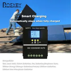 ROEXBY 80A MPPT Solar Charger Controller (12V, 24V, 36V, 48V) with Dual USB Solar Panel Voltage Regulator