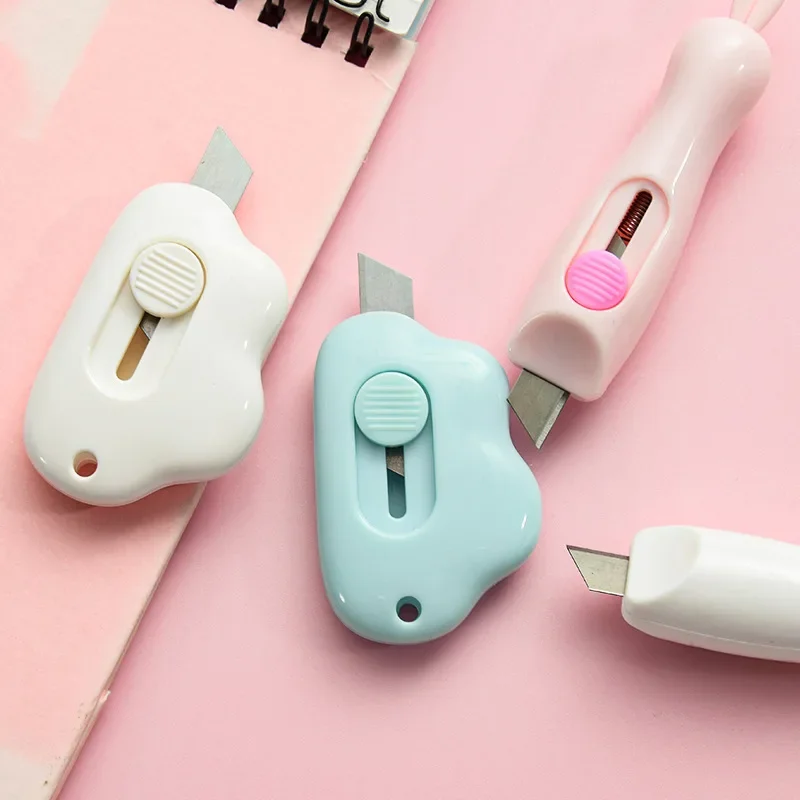 Cartoon Portable Utility Knife Mini Rabbit Cloud Stretch Paper Cutter Box Letter Opener Office School Stationery