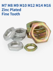 M7 M8 M9 M10 M12 M14 M16 Zinc Plated Fine Tooth Hex Nut Hexagon Fine Thread Thin Nuts