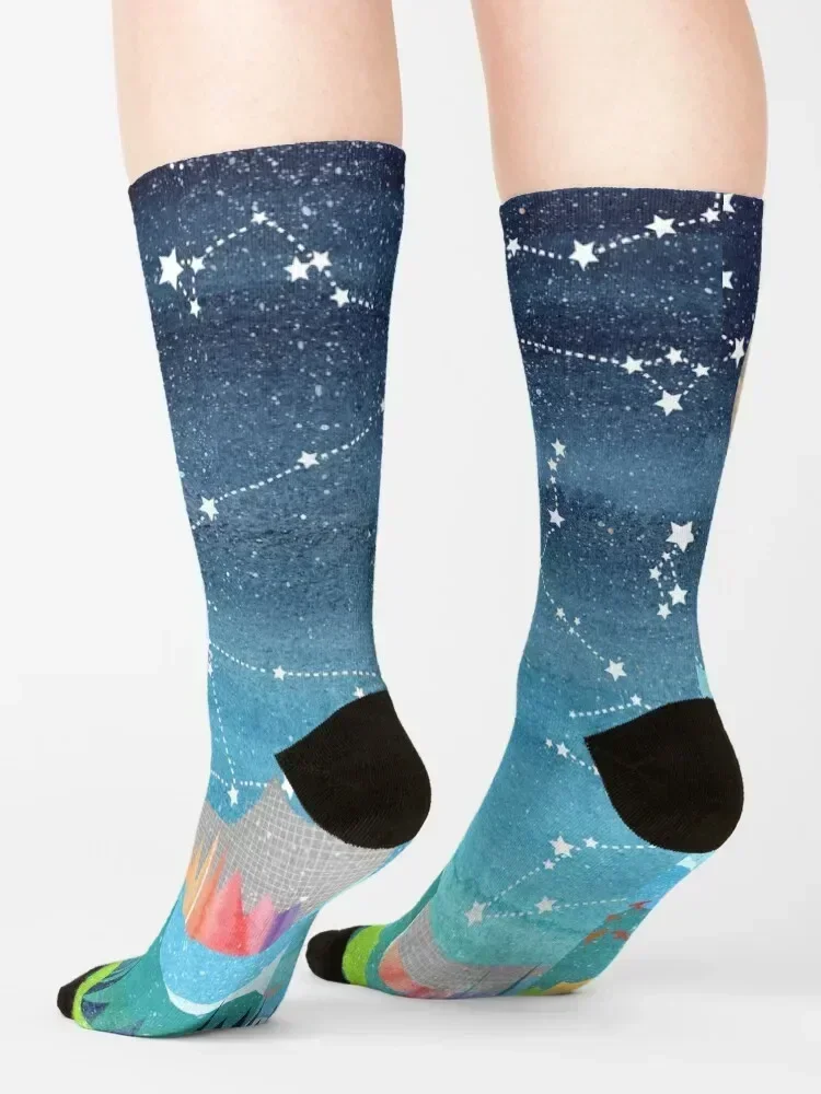 Summer constellations landscape Socks hiking Men's designer christmass gift Designer Man Socks Women's