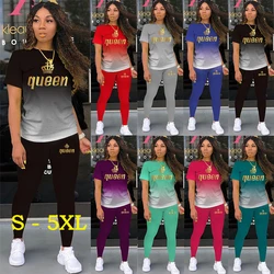 2023 Nieuwste Trending Vrouwen Trainingspak Mode Sportkleding 2 Stuks Outfits Print Tshirt + Joggingbroek Trainingspakken 9 Kleuren