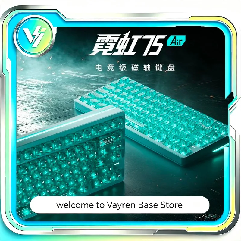 VGN Neon 75Air Tri‑Mode Magnetic Gaming Keyboard Hot Swappable Gasket Mount 0.005mm RT RGB for E‑sports Gaming Desktop Setup