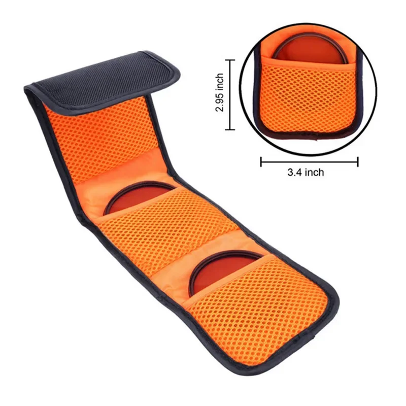 New 3 Pockets Lens Filter Bag Camera Lens Filter Pouch For 82mm ND UV CPL Camera Lens Filter Holder Wallet Case