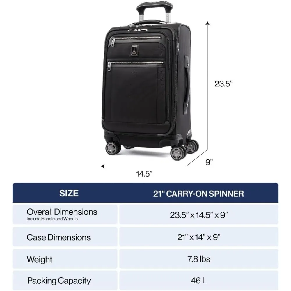 Platinum Elite-Bagage de transport extensible Softside, valise Spinner à 8 roues, port USB, hommes et femmes