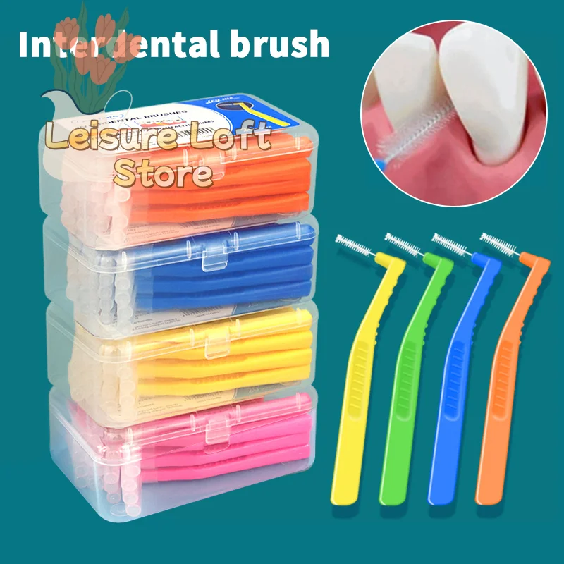 20Pcs L Type Angled Interdental Brush Space Brush For Braces Micro Soft Brush For Dental Brackets Cleaning Short Handle Brushes