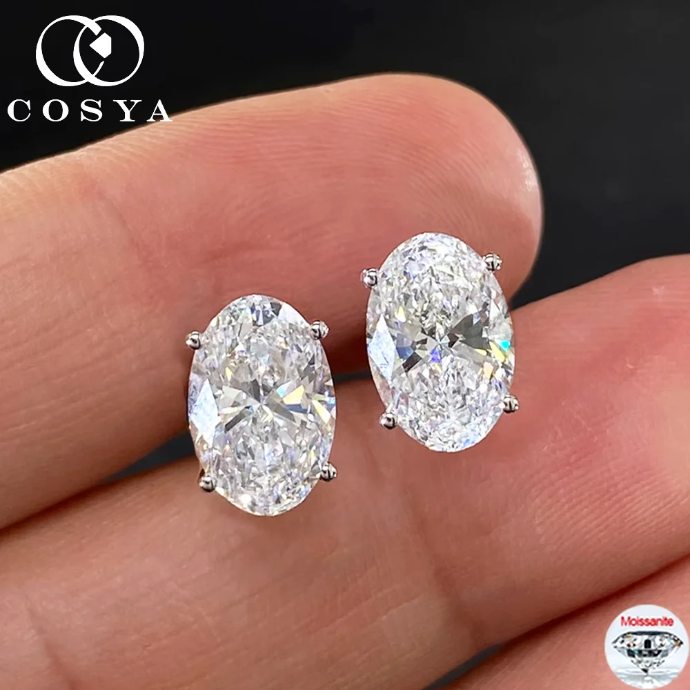 

Серьги-гвоздики COSYA с овальным муассанитом 1-4 карата, из стерлингового серебра S925, сверкающие, с имитацией бриллианта, для свадьбы, повседневные, изысканные украшения для женщин и девушек