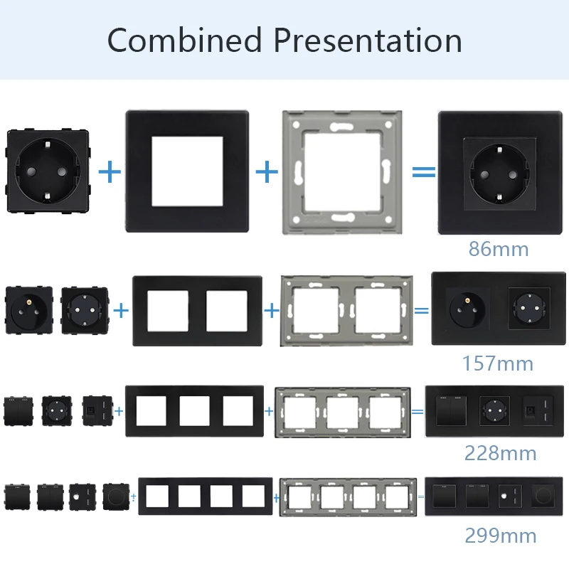 TAWOIA EU Matte Plastic Socket Frame PC RJ45 CAT5 TV SAT Double USB Type-C Wall Sockets Light Switches Parts DIY Free Combine