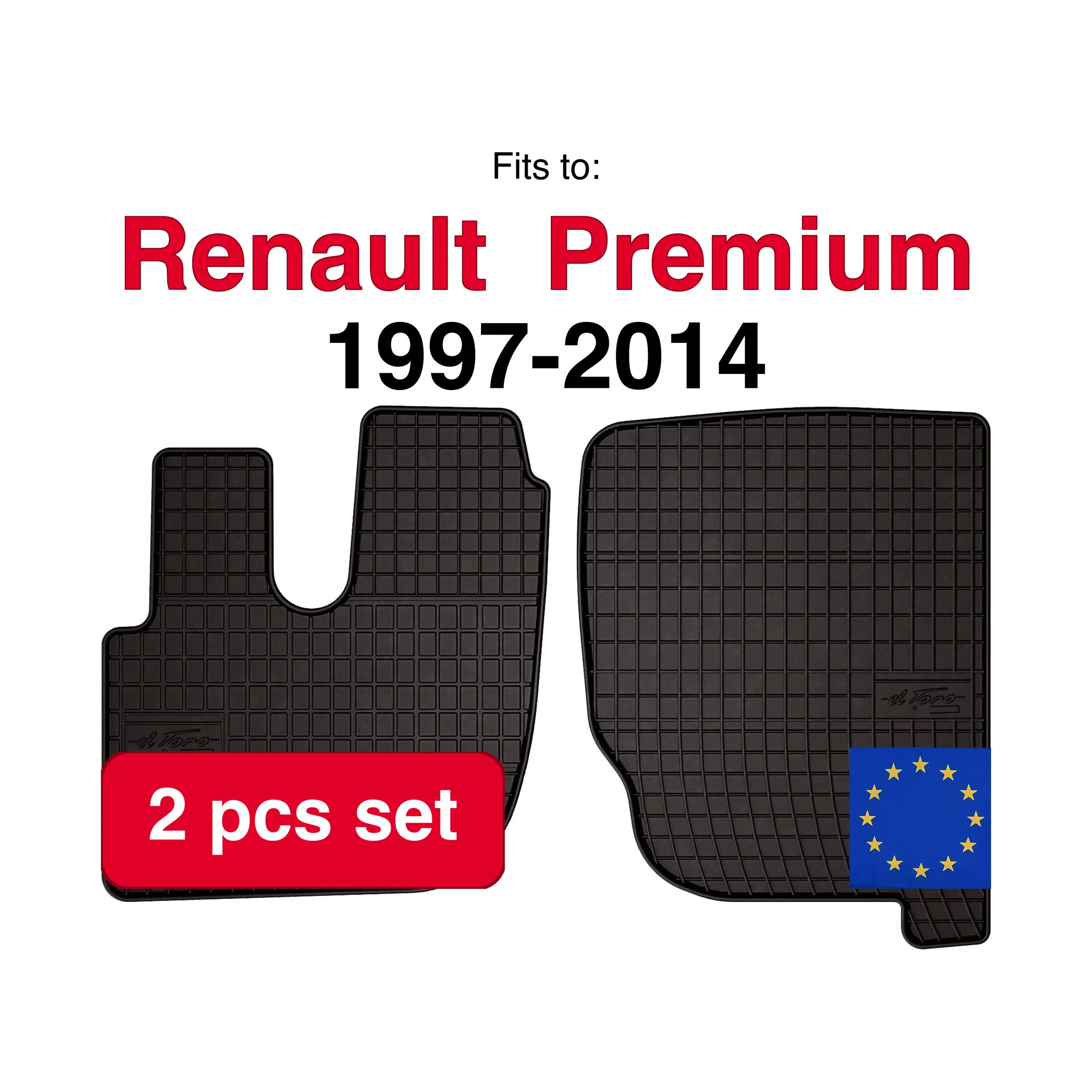 Image of Gummi-Fußmatten für Renault Premium-LKW (1997–2014) – schwarze Passform (2 Stück)