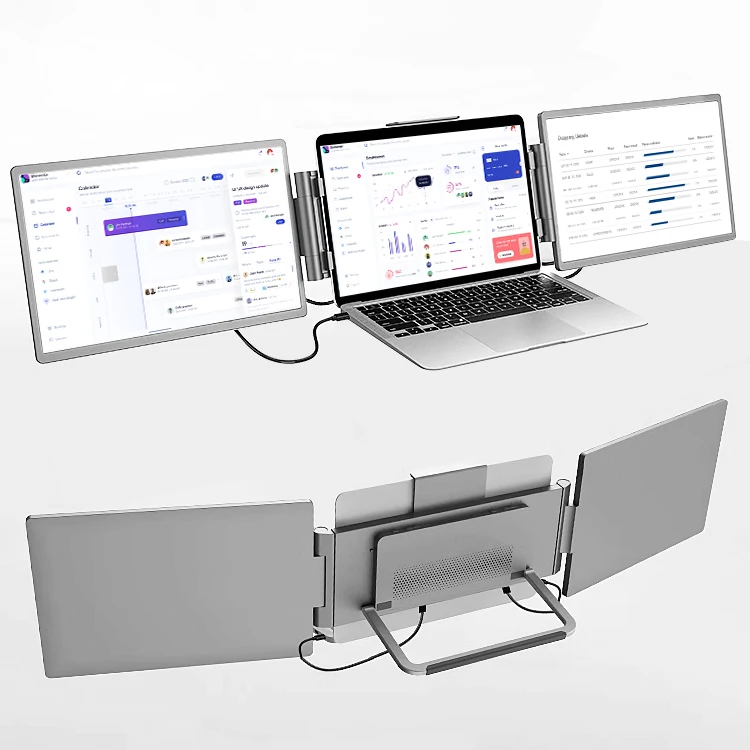 SIBOLAN 14 Inch Triple Portable LCD Screen Monitor IPS 1920*1200P Dual Extender USB3.1 Type-C 60Hz Patent Design for LPS Display