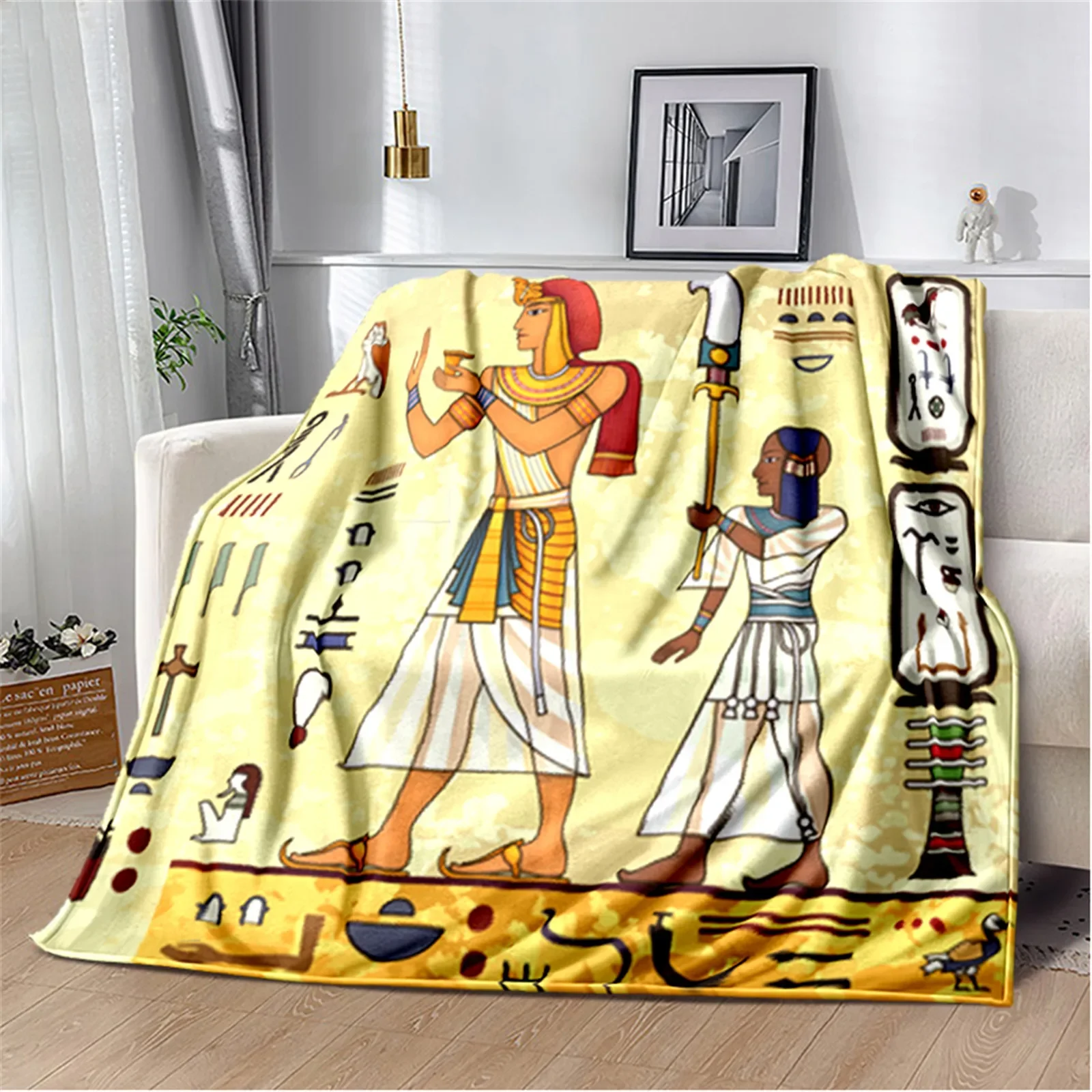 KACISSTY Ancient Egypt Blanket 22 Pattern Designs Mysterious Symbol Scarab Throw Blankets Flannel Office Nap Quilts Dropshipping