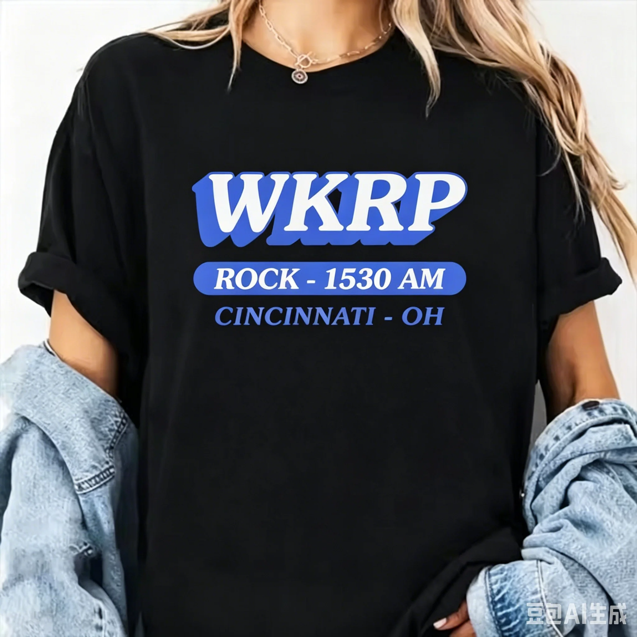 Camiseta para hombre WKRP Rock Radio Retro 70s AM in Cincinnati Station, varios colores y tallas, ropa de diseñador vintage lavada y elástica