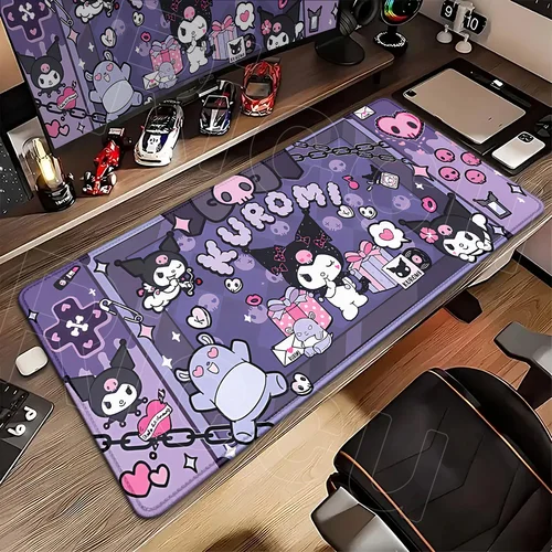 Alfombrilla de ratón Sanrio Kawaii Anime, alfombrillas grandes para teclado de escritorio XXL, bonita alfombrilla para ratón Kuromi, alfombrilla de mesa de costura para jugadores, alfombra de goma para ordenador