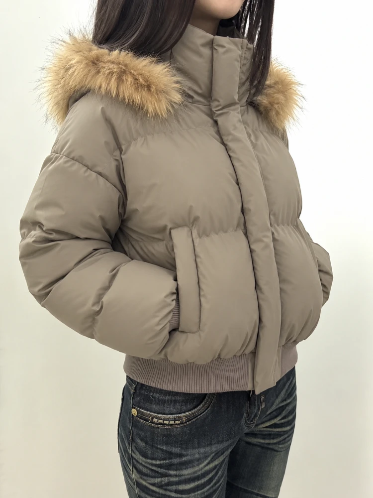 2026 Women Winter Faux Fur Collar Turtleneck Coat Korean Style Warm Cotton Padded Jacket Y2K Vintage Casual Parka Outerwear