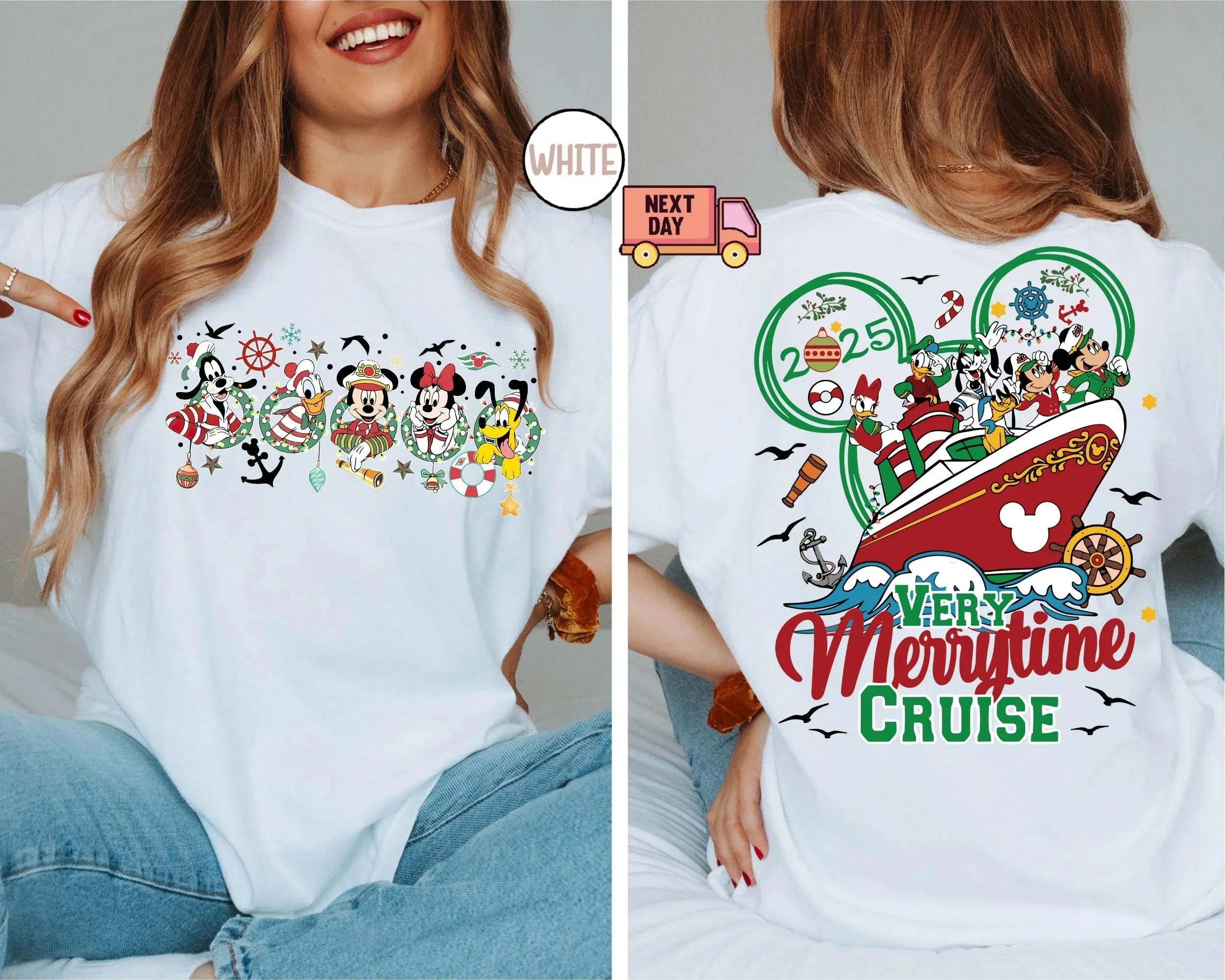 قميص عيد الميلاد Friends Very Merrytime Cruises 2025، تي شيرت حفلة عيد الميلاد المرح جدًا ميكي، Disney Wish Fantasy Magic Wonder