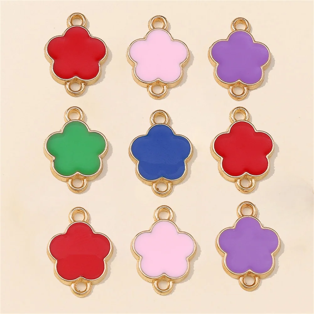Leslie 20 Stück Emaille Elegante Bunte Blumen Fünfblättrige Blumenanhänger für Ohrringe Halsketten Anhänger DIY Schmuckzubehör – Detail 5