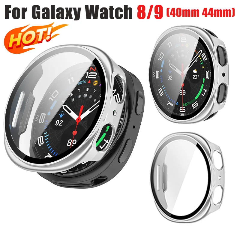 Tempered Glass+Case for Samsung Galaxy Watch 8/9 40mm 44mm Full PC Cover Bumper Screen Protector Shell+film Watch 9 Accessories