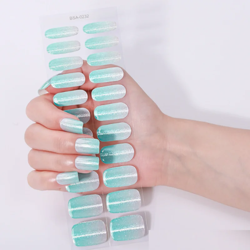 Geen UV-lichtgel nagelstrips DIY sprankelende glitter volledige dekking zelfklevende nagelsticker stickers nagelsalon manicure decors nageltips