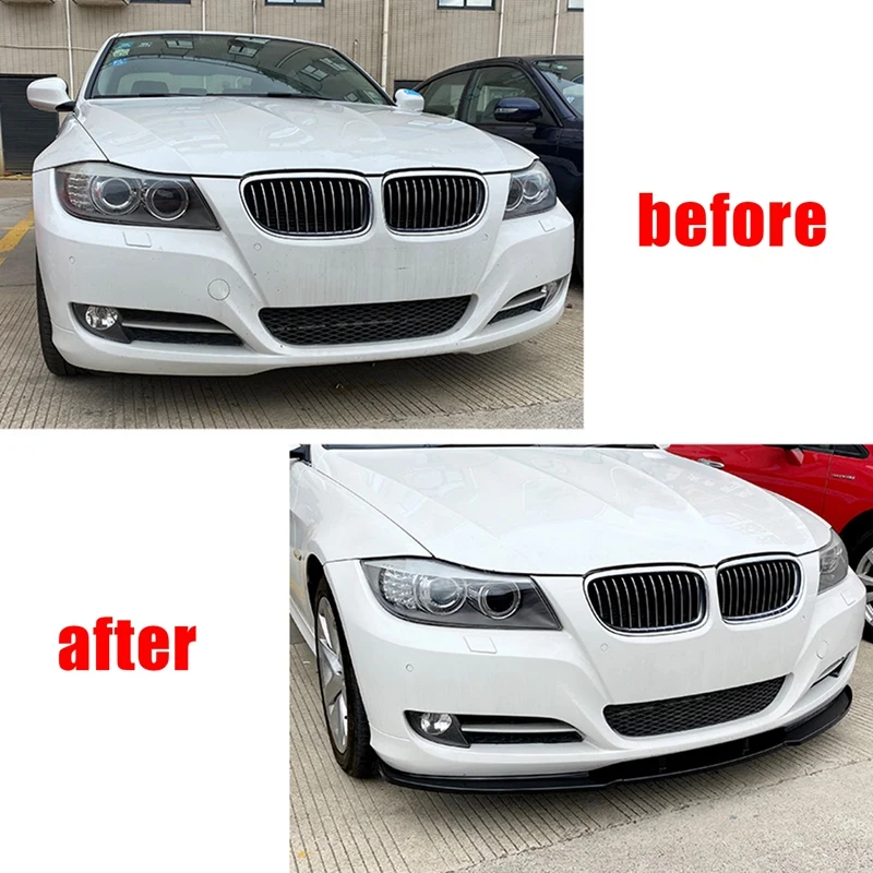 3Pcs Car Front Bumper Splitter Lip Diffuser Spoiler Cover Guard For BMW 3-Series E90 E91 LCI 320I 330I 2009-2012