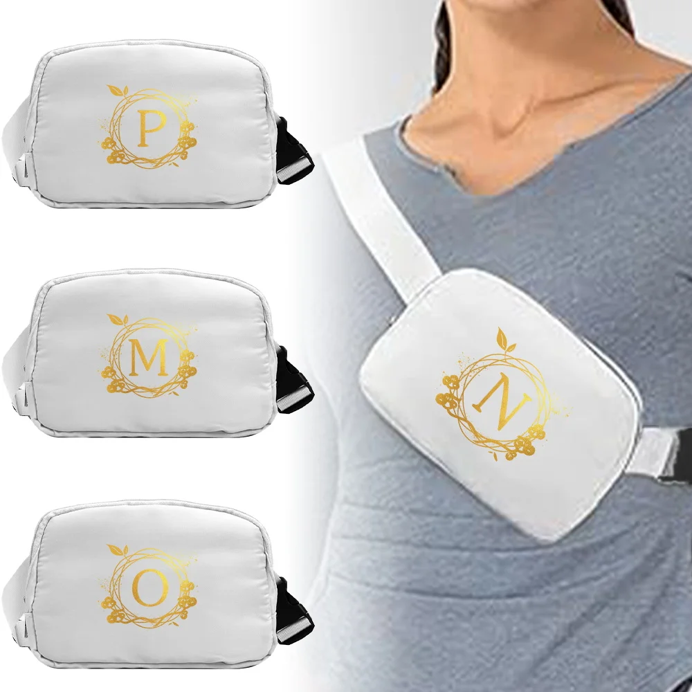 

Adjustable Waist Pack Wreath Letter Series Mobile Phone Bag Large Capacity Outdoor Sports Running Riding Storage Zipper Belt Bag