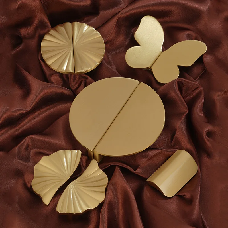 New Chinese Cabinet Handle Solid Brass Butterfly Circular Handle Drawer Shoe Cabinets Copper Furniture Handle