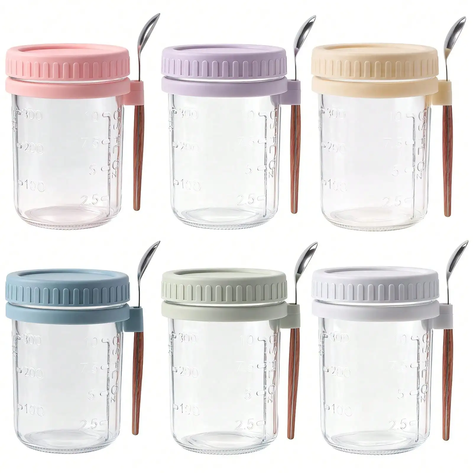 Overnight Oats Containers With Lids, Portable Cereal Storage Cups, Leak-Proof Dessert Cups For Kitchen Organization And Breakfas