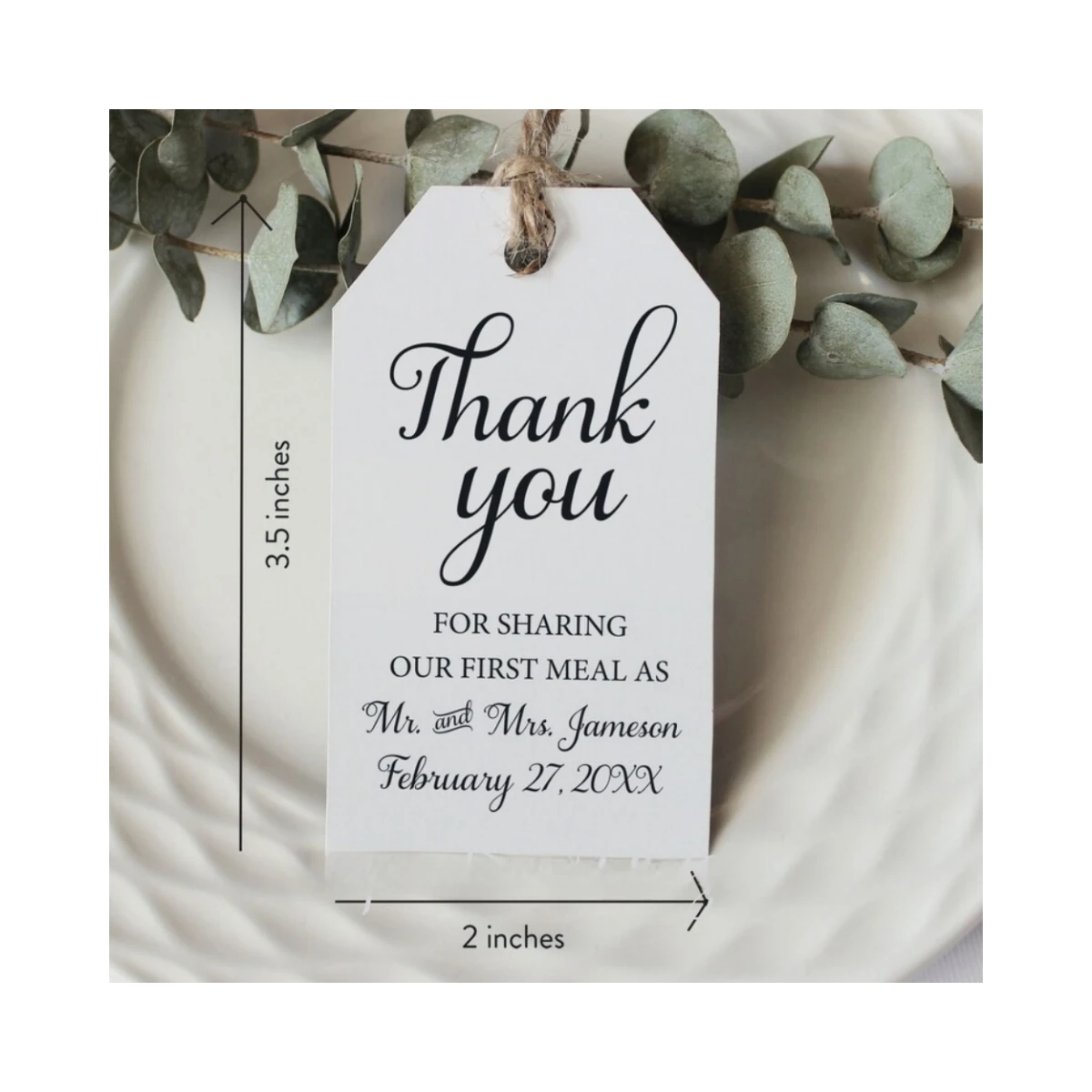 Custom Thank You Wedding Favor Tags, Printed Thank You Wedding Tags,Thank You for You, Sharing your first meal as Mr and Mrs, 25