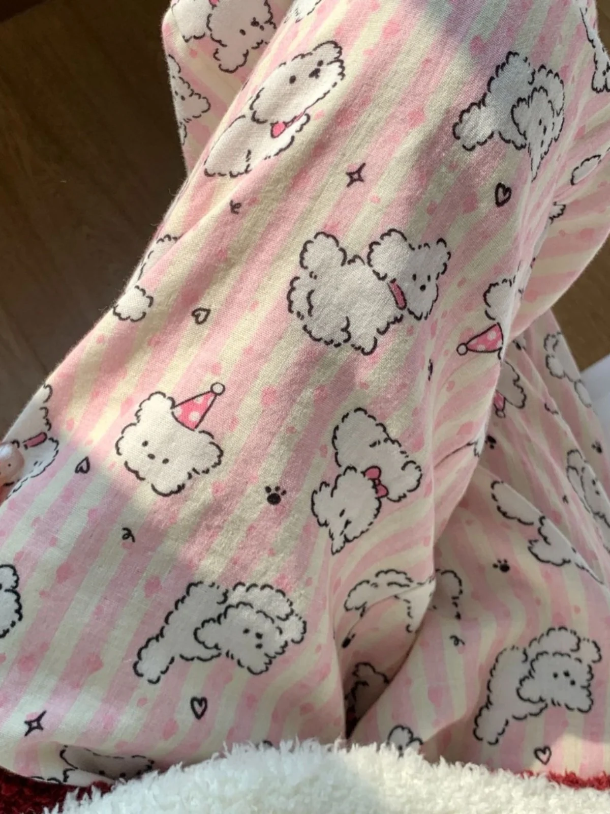 Cotton Double-layer Yarn Vermicelli Pattern Cartoon Puppy Pajama Pants Japanese Girl Ins Cute Loose Casual Soft Outdoor Trousers