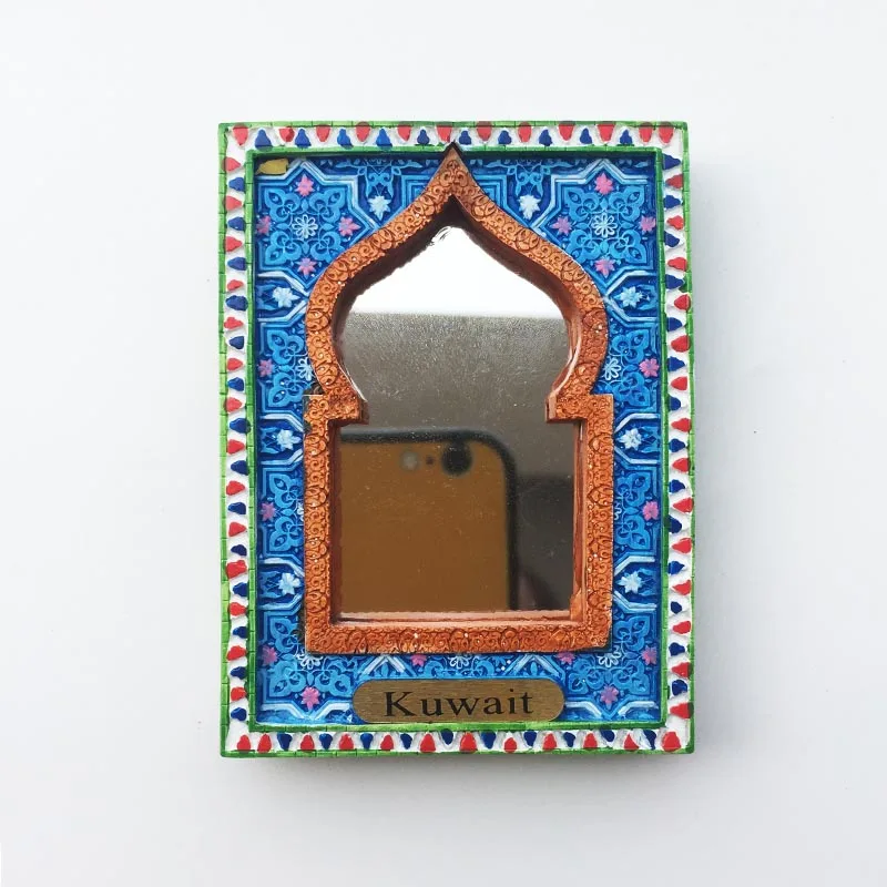 Kuwait Exquisite Resin Carved Mirror Frame Fridge Magnet Decoration Tourism Souvenir Message Sticker Crafts