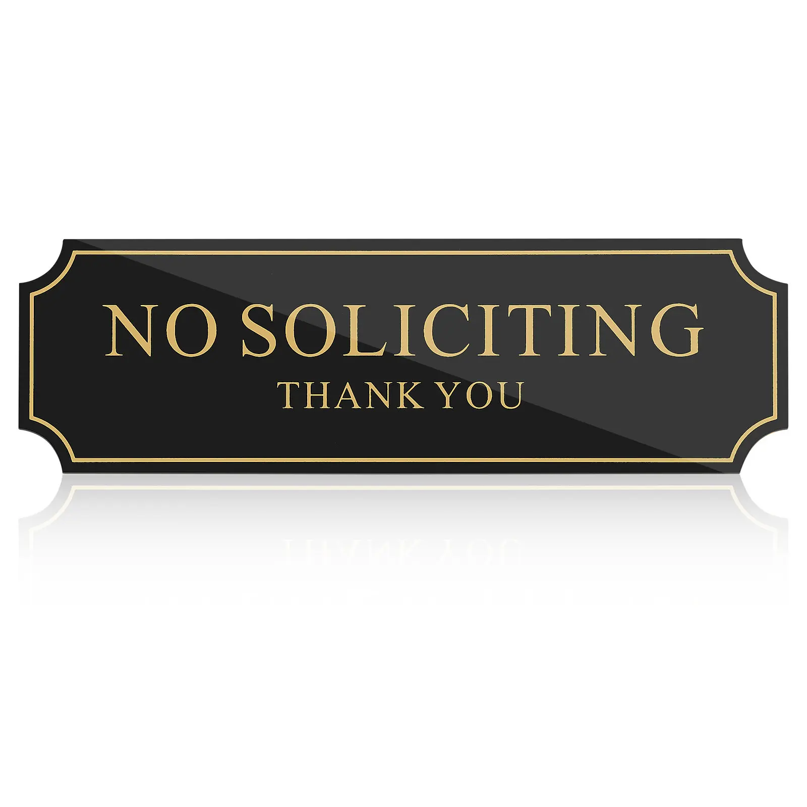 Luxury Black Gold No Soliciting Sign Elegant Waterproof Door Plaque Self Adhesive Warning For Front Door House Home Exterior