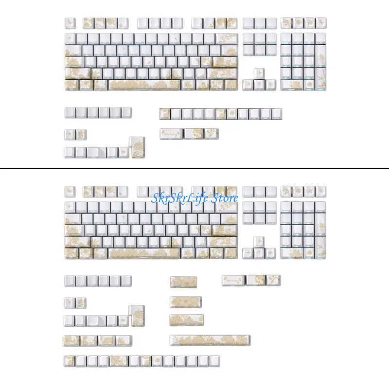 

E65E 146/136Keys PBT Platinums Embroidery Original Height Side Print Backlit keycaps
