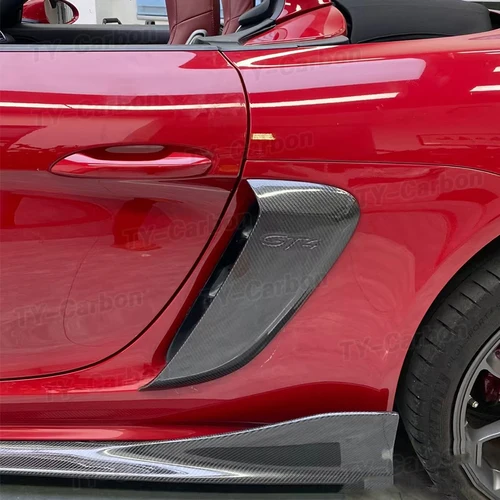 Imagen 2 del producto Divisor de ventilación lateral de fibra de carbono Real para Porsche 718 981 Boxster Cayman, accesorios, rejillas de ventilación laterales, 2 uds. Bodikit 2013-2024