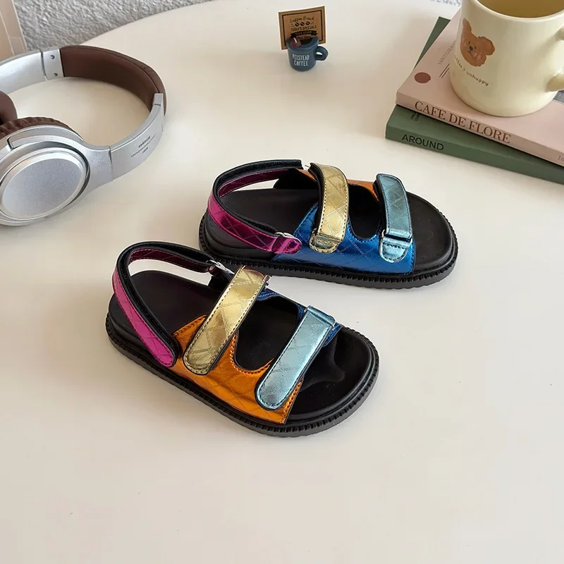 

Children Casual Sandals for Boys 2025 Summer New Fashion Korean Style Soft Bottom Anti-slippery Versatile Chic Sports Beach Shoe