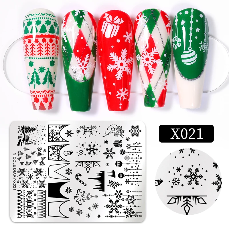 1pc Nail Stamping Plate Template Christmas Snowflake Santa Claus Image Stencil Mold Nail Stamping Polish Printing Tools
