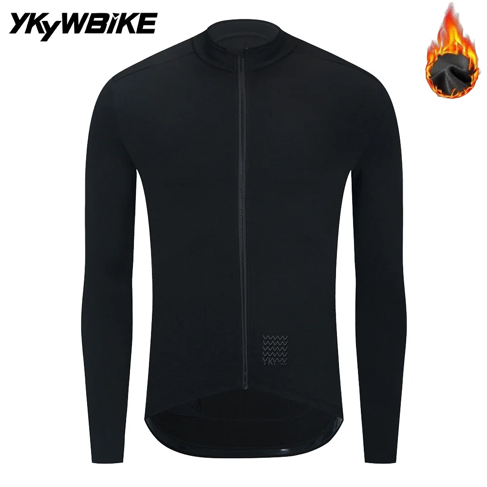 

YKYWBIKE Winter Cycling Jersey Men Thermal Fleece Bicycle Jacket Long Sleeve Road Bike MTB Warm Cycling Clothing