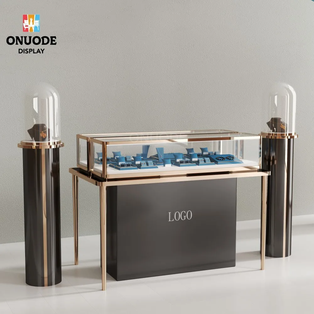 Custom.Customized Modern Luxury Jewelry Kiosk with Acryl and Tempered Glass Interior Design Furniture for Store Display Showcase