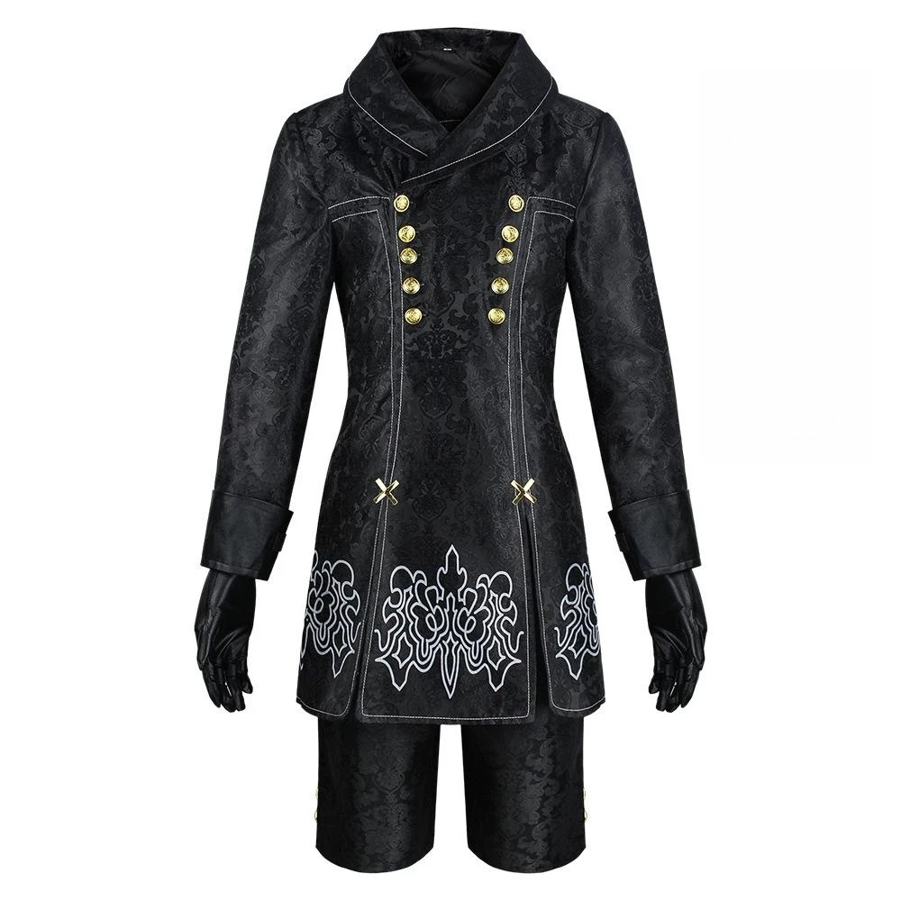 AutomMiYoka 9S No.9 Tip S Cosplay Uniform Jacket, Gants Perruque, Tenue de fête d'Halloween