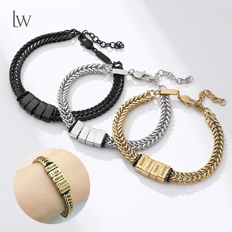 

Personalized Name Bracelet for Men Custom Engraved Name Bracelet Stainless Steel Hip Hop Chain Personalized Father's Day Gift