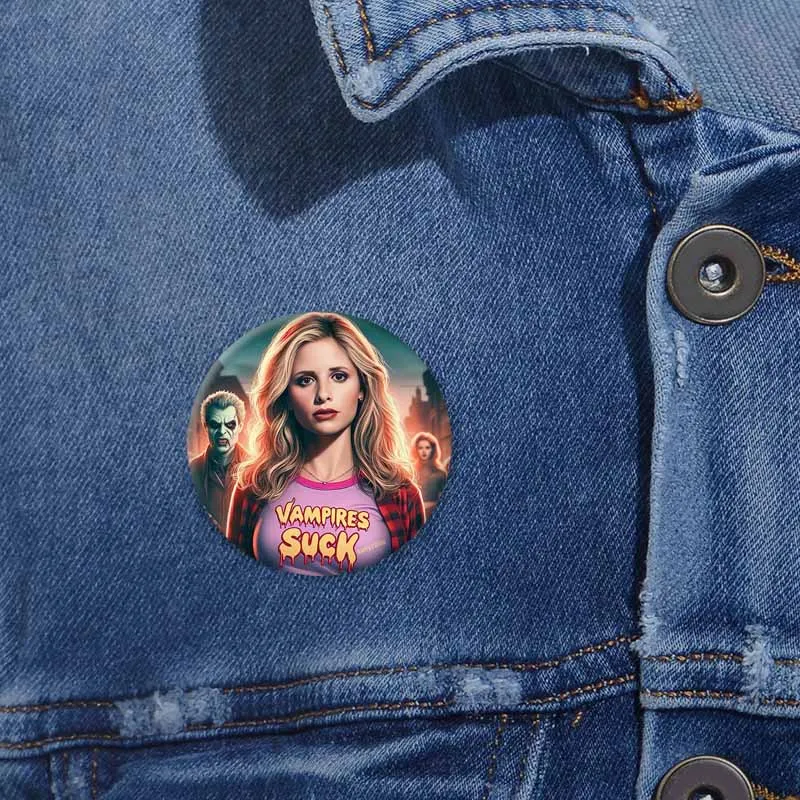 Horror TV Series Buffy The Vampire Slayer Badge DIY Clothes Backpack Hat Enamel Pins Tinplate Snap-in Brooch Accessories Gifts