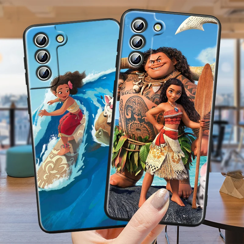 Disney Moana Ocean Film per Samsung Galaxy S24 S23 S22 S21 S20 FE S10 S10E Plus Ultra Pro Lite 5G custodia nera per telefono